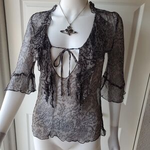 Lafayette 148 Chic Black Lace Women's Blouse